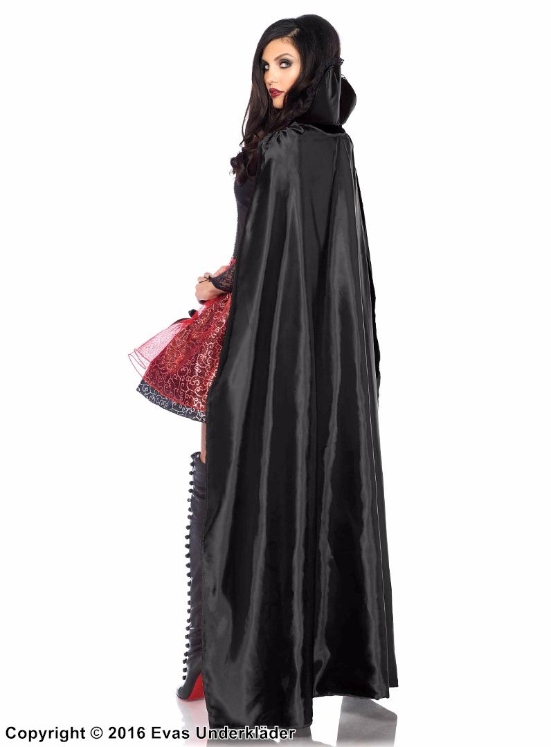 Vampyrklänning med kuslig cape, maskeradkostym